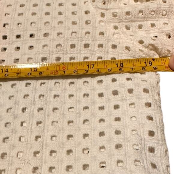 Each x Other Paris Ivory Cream Eyelet Cutout Button Front Top Short Sleeve, M - Picture 4 of 6